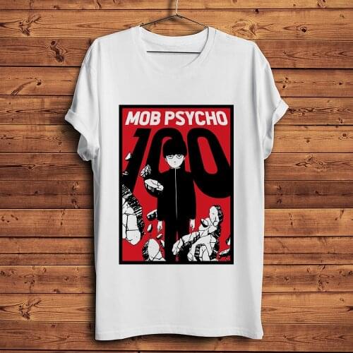 Mob Psycho 100 funny anime tshirt men new white casual Tee homme manga Mobu Saiko Hyaku Otaku unisex streetwear t shirt