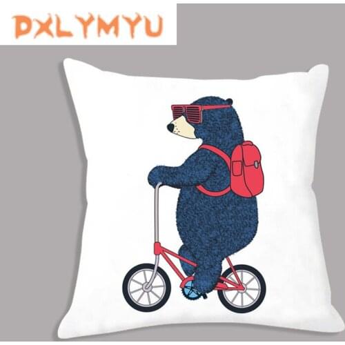 Cartoon Kawaii Polar Bear Print Plush Cushion Cover Square Pillowcase Sofa Chair Decoration Kids Room Decor