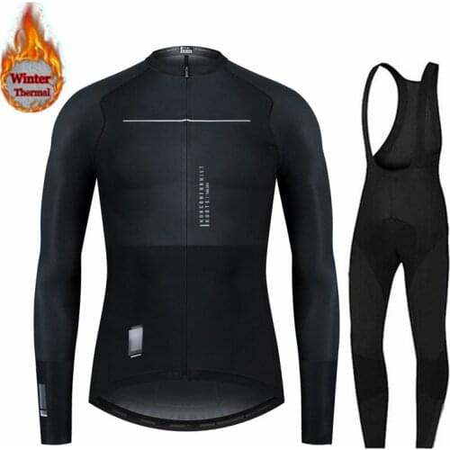 Spain 2021 Winter Thermal Cycling Clothes Men Long Sleeve Jersey Suit Outdoor Riding Bike MTB Cycling Clothing Bib Pants Set