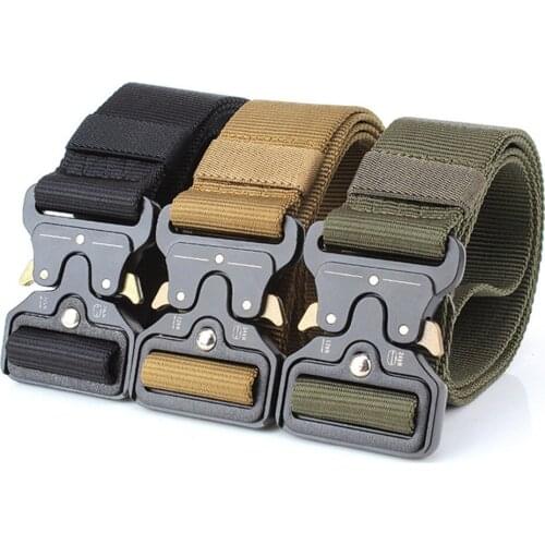 Mens Tactical Belt Nylon Webbing Belt with Metal Buckle Heavy Duty Riggers Belt Military Military Equipment