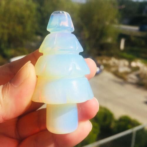 1PCS Natural Hand Carved Jasper stone Christmas Tree Shape Healing Crystal Christmas Tree For Christmas Gift