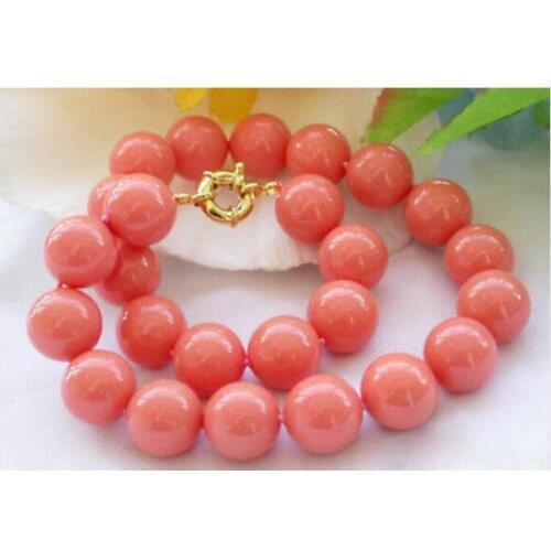New 8mm Coral Round Beads Necklace 18" AAA 36"