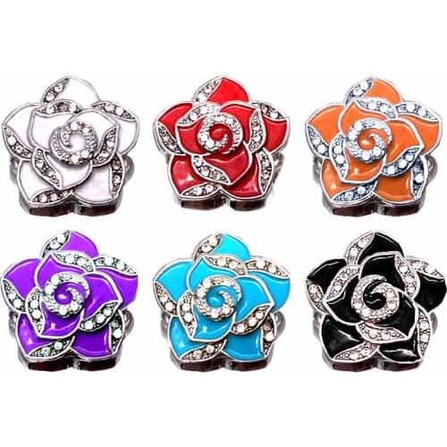 Wholesale w382 flower 3D 18mm 20mm metal snap button for Bracelet Necklace Interchangeable Jewelry Women accessorie findings