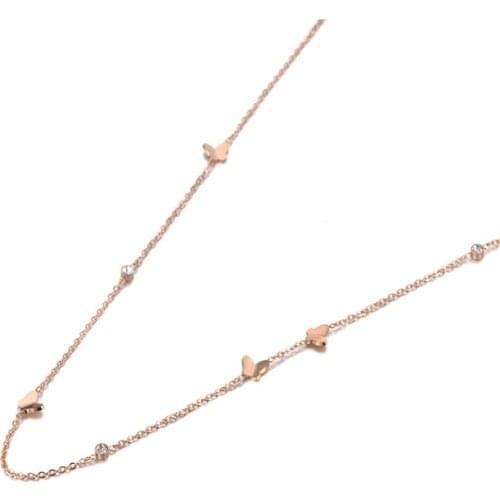 Trendy Stainless Steel Butterfly CZ Crystal Choker Necklace Jewelry Lovely Pendant Chain Necklace For Women Girls N19119