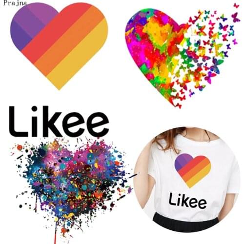 Prajna Heart Iron On Transfer For Clothes Stripe Likee Patch Iron On Heat Transfer Vinyl Stickers Thermal Applique Patch Badge