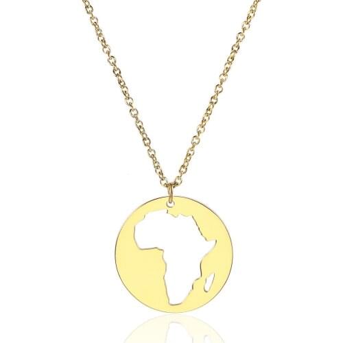 Simple style hollow casting africa map chocker pendant Necklace lady stainless steel jewelry 2pcs x