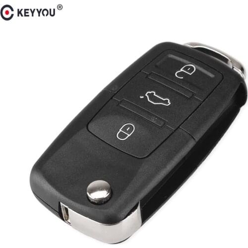KEYYOU Flip Folding Key Shell Case 3 Buttons For Volkswagen VW MK4 Bora Golf 4 5 6 Passat Polo Bora Touran No Blade No Battery