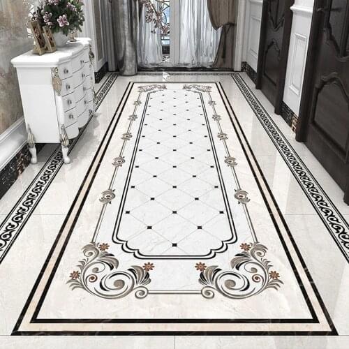 PVC Self-Adhesive Waterproof Floor Mural Wallpaper 3D Marble Pattern Geometric Floor Tile Sticker Living Room Corridor Wallpaper