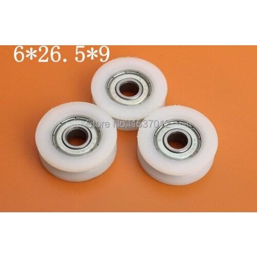 10pcs696zz 6*26.5*9UU High quality U groove door pulley ball bearing plastic covered mute bearings U slot embedded bearing