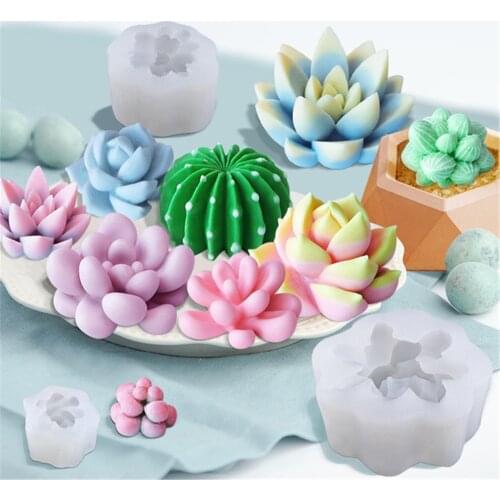 Succulent Plants Shape Silicone Fondant Cake Mold Handmade Soap Molds Epoxy Resin Glue Mould Baking Tools Kitchen Accessories