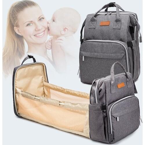 Diaper Bag Maternity nappy bag Travel Backpack Baby bag Stroller Bag Organizer Bag Cart Basket bag folding crib USB interface