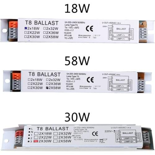 T8 220-240V AC 2x58W Wide Voltage Electronic Ballast Fluorescent Lamp Ballasts