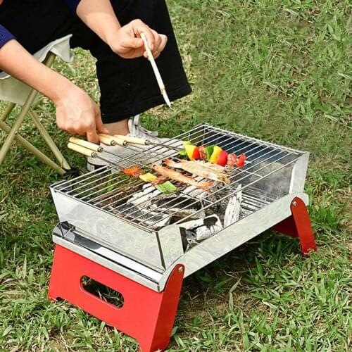 Outdoor Folding Mini BBQ Grill Outdoor BBQ Meat Rack Household BBQ Grill Charcoal Barbecue Camping Picnic Party BBQ Tool