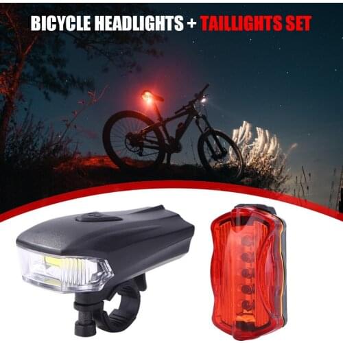 Bicycle Headlight Tail Lamp Flashlight Torch Set MTB Bike Headlamp Rear Light Cycling Equipment for Night Jogging Running