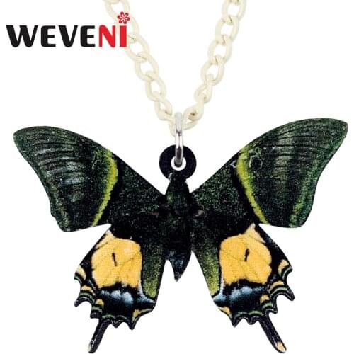 WEVENI Acrylic Golden Kaiserihind Butterfly Necklace Pendant Choker Chain Summer Insect Jewelry For Women Girls Gift Accessories