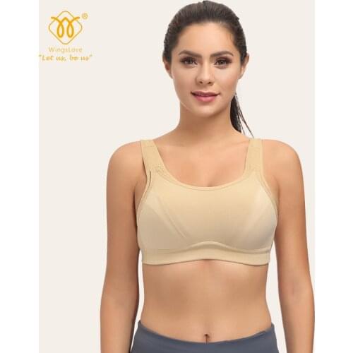 Wingslove Women Plus Up High Impack Sport Bra Bounce Control Full-Support Top Wirefree Run Fitness Full Coverage Underwear
