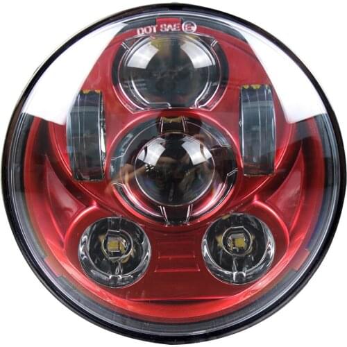 1pcs Red 5.75" HID LED Headlight High/Low Beam 5 3/4" Front Driving Head Light Headlamp 5.75inch headlights Projector