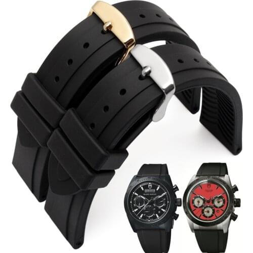 1PCS High quality 19MM rubber watch strap Black color Watch band women and men watch strap Free shipping