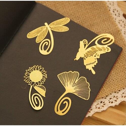 10pcs/lot Cute Kawaii Gold Bookmark Creative Metal Bookmarks for books macker Paper Creative Products Stationery