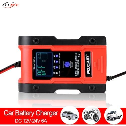 12/24V 6A Smart Quick 7Stage Battery Chargers Pulse Charging Maintainer Tool Auto Truck Off Road 4x4 Motorcycle Car Accessories