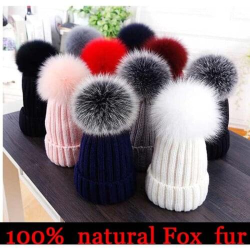 2021 new brand winter hat for women High quality beanies cap real Raccoon fur pompom women hats bonnet femme girls casual hat