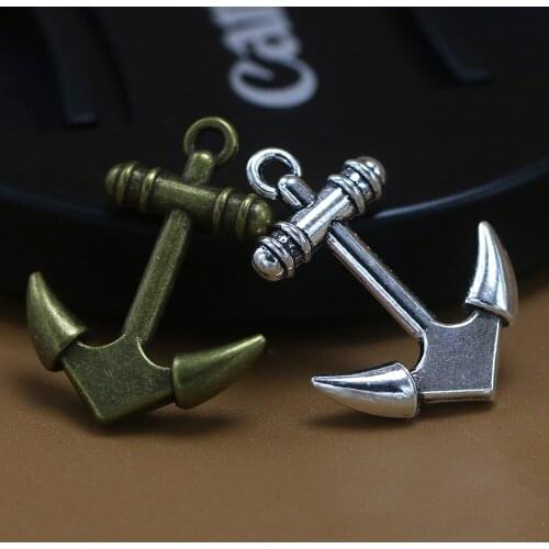 ANGRLY 50pcs 25*19mm Have Hook Up Metal Ancient Anchor Pendant Gifts Pirate Sailing Necklace Accessories Party Supplies Craft