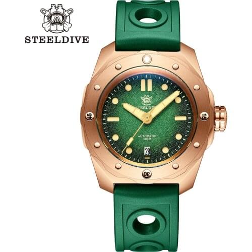 500M Water Resistant Steeldive Watch SD1960S Mechanical Automatic NH35 Men Watch Bronze CuSn8 Bezel Sapphire Glass