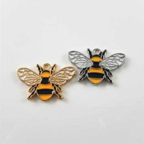 8pcs Zinc Alloy Bee Charms Colorful Cute Necklace Pendant Creative Gold Animal Bracelet Handmade DIY Jewelry AccessoriesColor