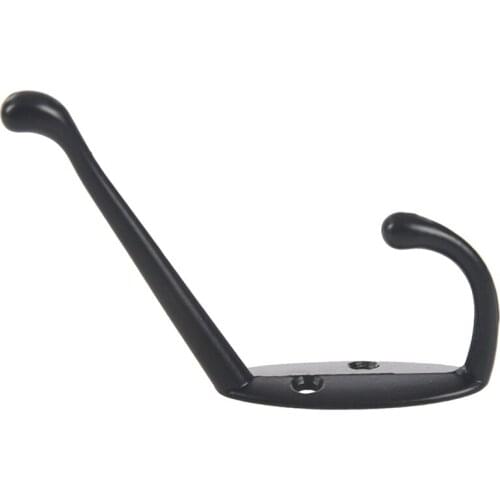 9 Pack heavy duty Coat Hooks Wall Mounted for Hat hardware Dual Prong Retro Coat Hanger with 20 Screws Black Color