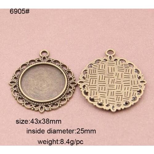 Antique Bronze Plated Necklace Pendant Setting Cabochon Cameo Base Tray Bezel Blank Diy Fits 25mm Round 10PCS