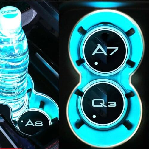 For Audi A3 A4 A5 A6 A7 A8 Q3 Q5 Q7 Q8 LED Car Multicolor Atmosphere Light Water Coaster Car Styling Accessories