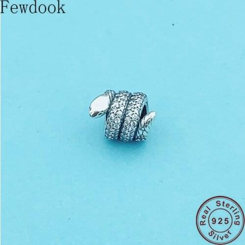 925 Sterling Silver Spiral Animal Snake Mix Zirconia Bead Fit Original Pan Charm Bracelet For Making Women Spacer Berloque 2020