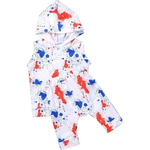 Kids Boys Summer Suit Hooded Hoodie Sleeveless Tie Dye Print Tops and Shorts Set Sportswear for Running Exercise Casual Outfits