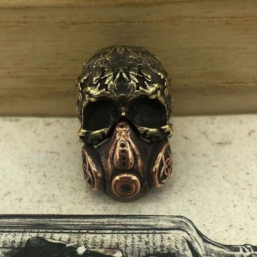 EDC Tools Brass Knife Beads Carving Brass Skull Lanyard Bead Paracord Knife Keychain Tool DIY Pendant #156