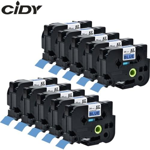 CIDY Black on blue 10pcs TZe551 TZe 551 TZ 551 TZ551 TZ-551 TZe-551 Laminated Strong Adhesive Labels Tape Compatible For Brother
