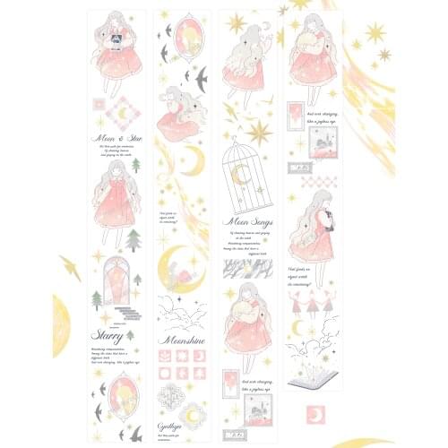 Fairy Moon Girl Washi Tapes Bullet Journal Masking Tape Adhesive Tape DIY Scrapbooking Washi Stickers