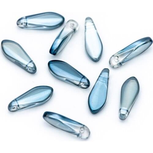 Crystal Glass Dagger Bead, Spike Bead, Boho Bead，Leaf shape Bead,Sparkly Dark Grey Blue (GM034-4)/ 50 beads Message Seller