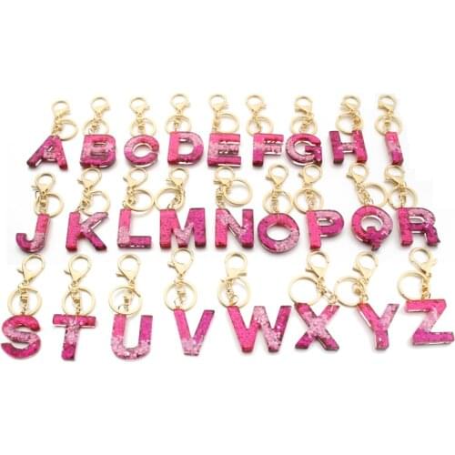 KC00099 ZWPON Glitter Resin Letter Keychain Bulk Purse Charm Alphabet Key Ring Initial Letter A-Z Jewelry Chain Unisex Key Chain