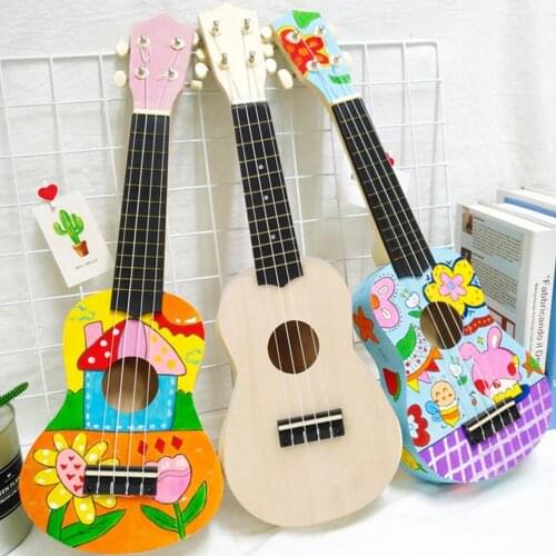 Ukulele DIY kit 1 set, D-shaped neck design, full tone, customized kit for children, parent-child painting activities