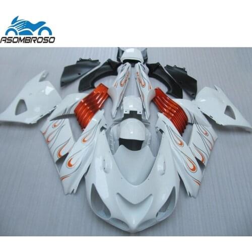 Hot Sale Injection Boldyworks for Kawasaki Ninja ZX14R fairing kit 2006-2008 white orange fairing set zx14r 06 07 08 GJ55
