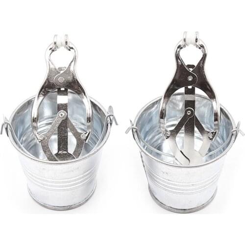 Metal Nipple Clamps with Bucket Pendant BDSM Flirting Erotic Breast Labia Torture Sex Toys for Women Adult Game Couple Sex Shop