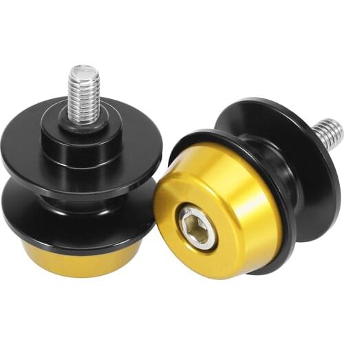 Motoforti 2pcs 6mm Gold Tone Aluminum Alloy Motorcycle CNC Swing Arm Spool for Yamaha