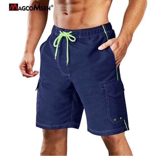 MAGCOMSEN Summer Mens Swimming Shorts Husband Beach Swimming Trunks Bermuda Surf Boardshorts Bathing Swimsuit 2021 Swimwear Man