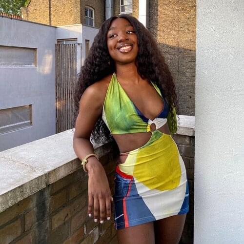 2021 Summer New Women Dress Halter Neck Backless Slim Bodycon Dress Sexy Hollow Out Midi Dress Evening Club Party Beach Wear