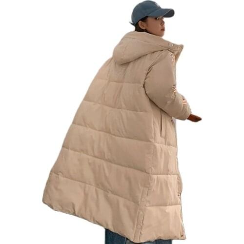 Chic Women Winter Long Hooded Windproof Coat Outwear Overcoat Oversized Puffer Jacket Cotton Padded Parkas