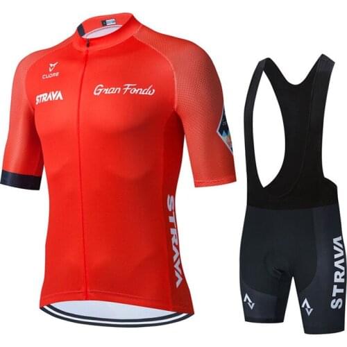 Strava Team Summer Short Sleeve Shirt Cycling Jersey Set Bicycle Clothing Breathable MTB Maillot Ciclismo Men Bike Bib Shorts