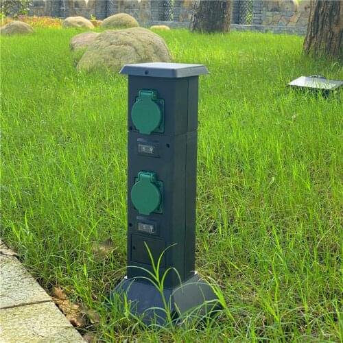 Garden Socket 4-Way EU Sockets Waterproof Energy Column Plastic Power Socket Outlet For Garden Décor Lawn Mower Outdoor Socket