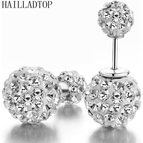 Crazy Earrings Double Shambhala Ball Elegant Earrings Simple Jewelry RhinestoneFull Crystal Ball Earrings Double 11.11 Hot