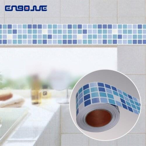 Modern Waist Line Wall Stickers Kitchen Bathroom Toilet Waterproof Self-adhesive PVC Wallpaper Border Mosaic Tile Stickers