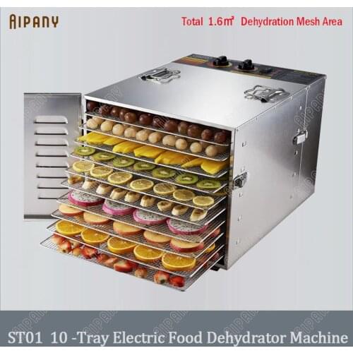 ST01 10-tray electric food dehydrator machine fruit vegetable meat drying machine stainless steel# 304 snack food dryer